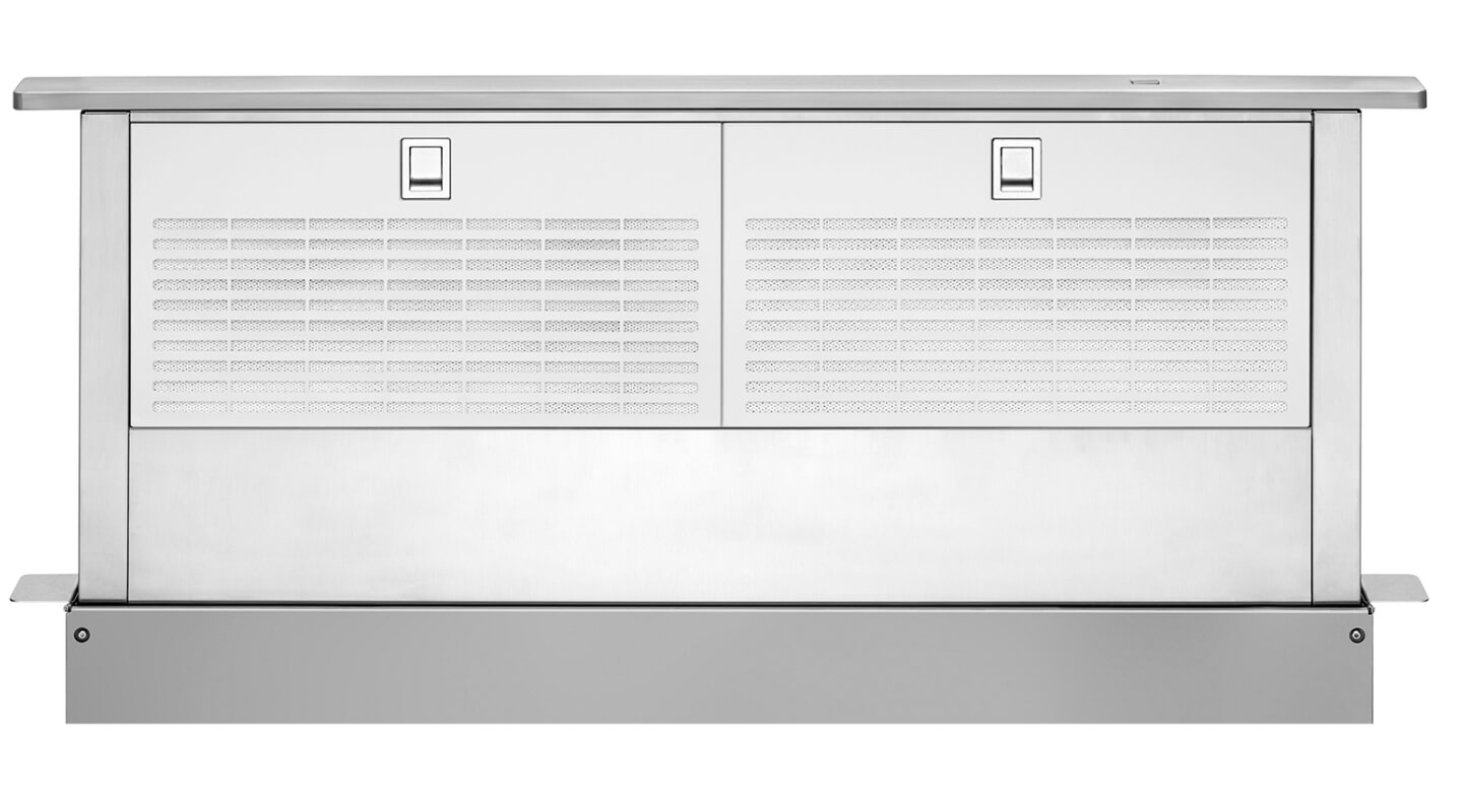 A close up of a downdraft hood.