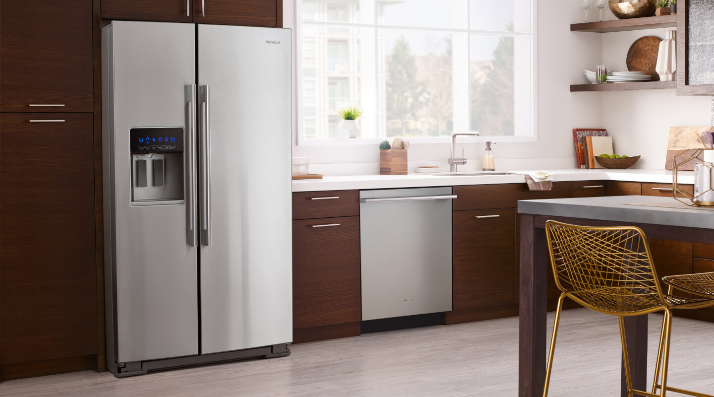 A Whirlpool® French Door Refrigerator in a contemporary kitchen