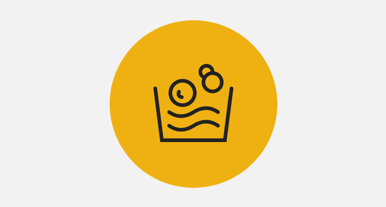 Icon with a wash tub and water bubbles