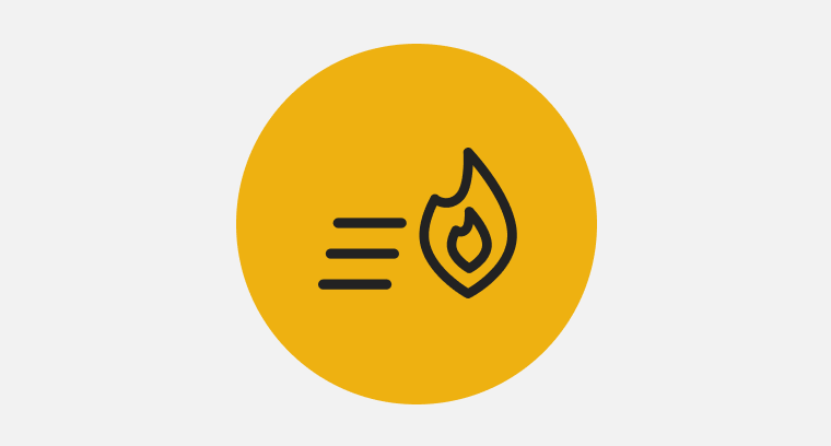 An icon representing a high heat flame. 