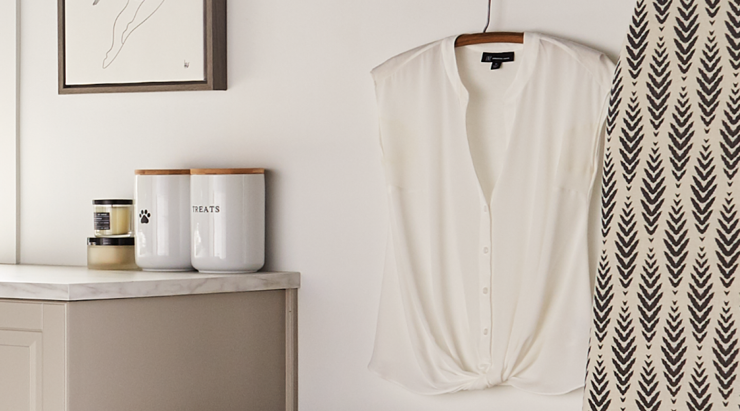 White blouse hung on a hanger