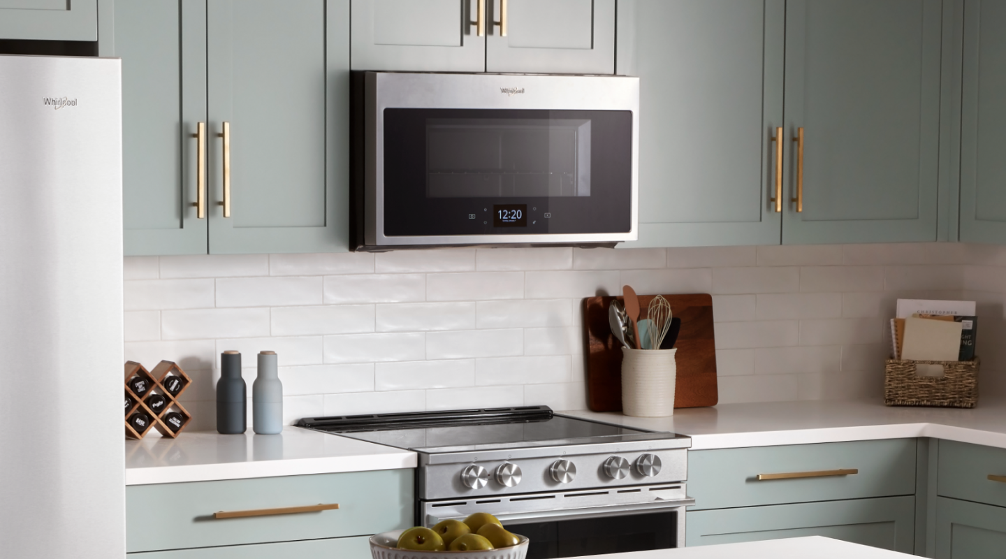 Whirlpool® Over-the-Range Convection Microwave in modern cabinetry