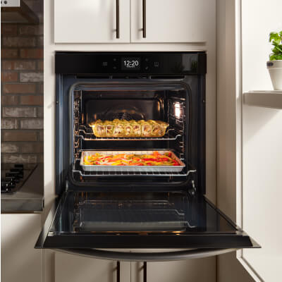 Single wall oven open to show contents