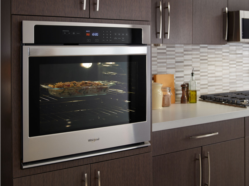 Wall oven set in cabinetry