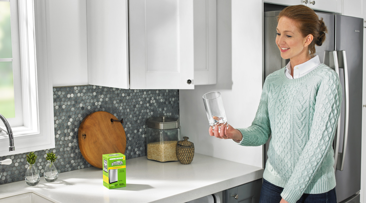 Person looking at clean glass