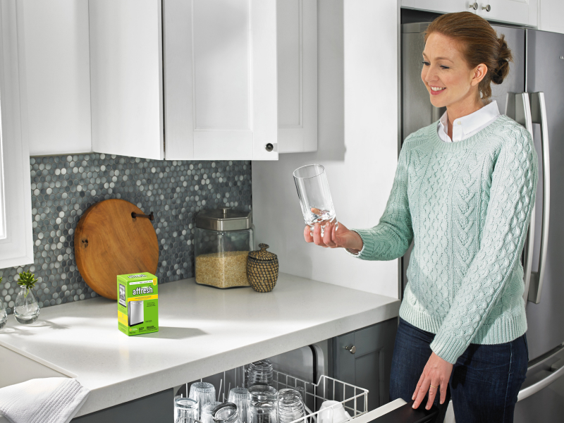 Person looking at clean glass