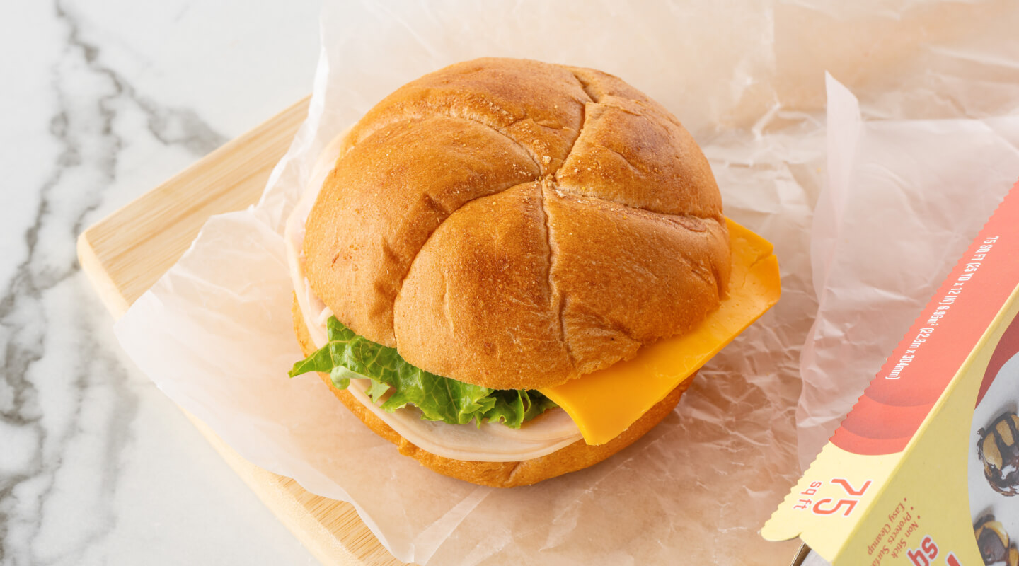 Sandwich on parchment paper