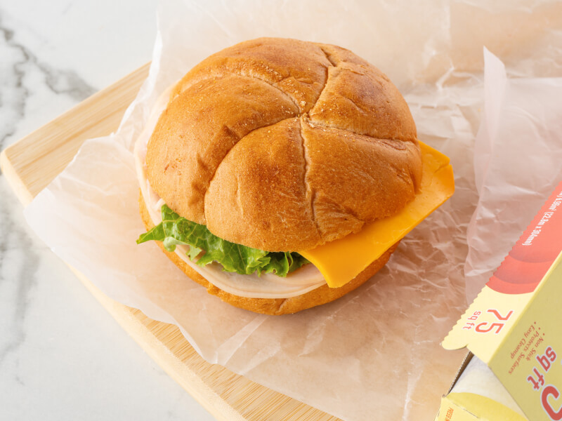 Sandwich on parchment paper