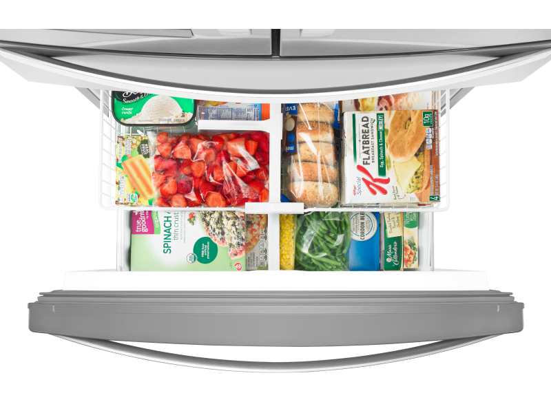 An open fridge freezer compartment