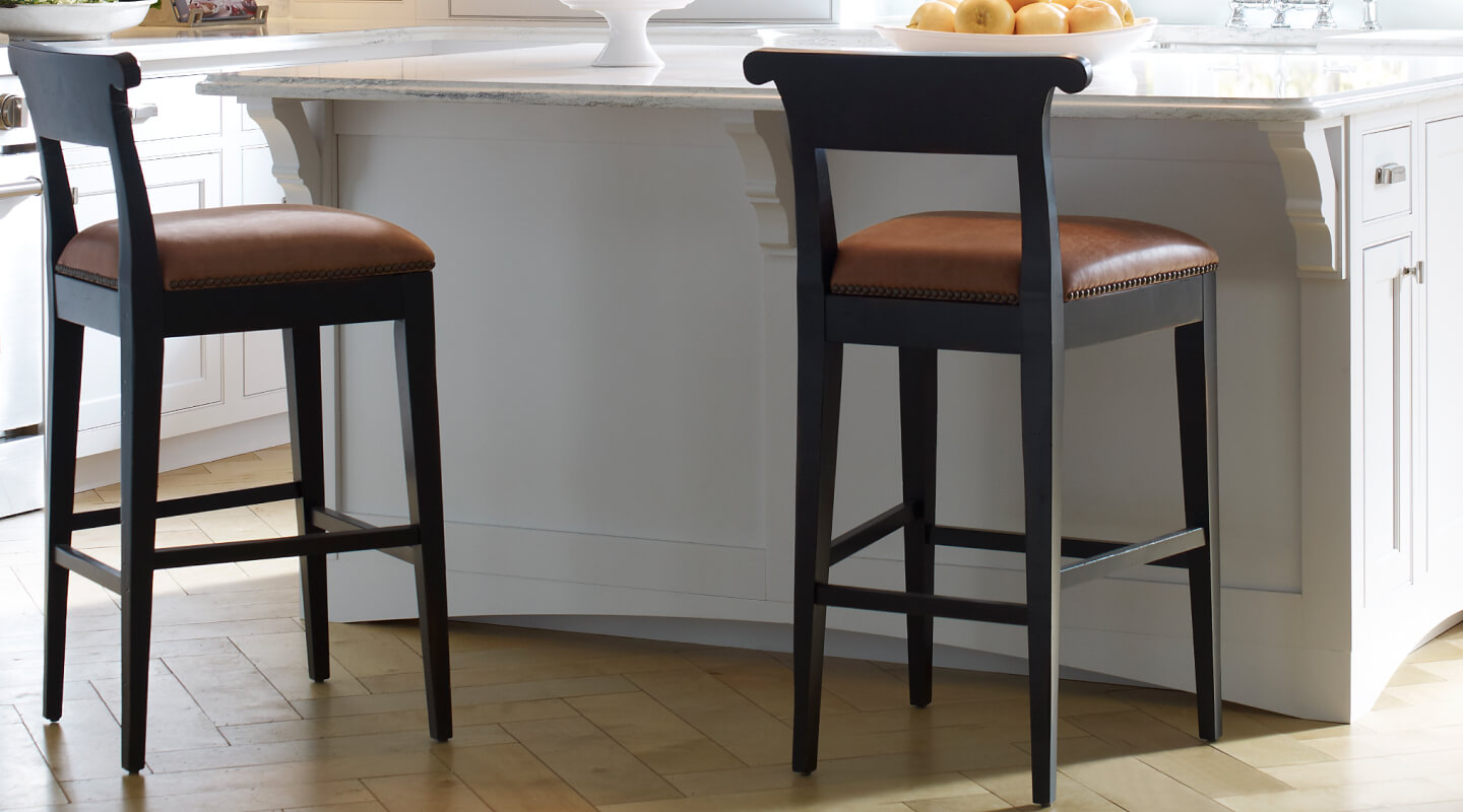 Two stools at a kitchen island