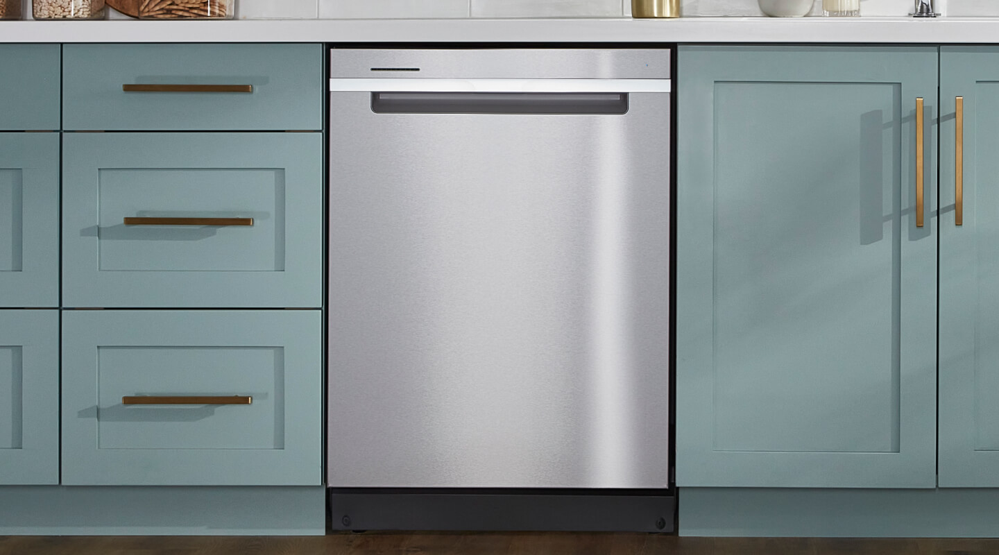 Front view of a dishwasher