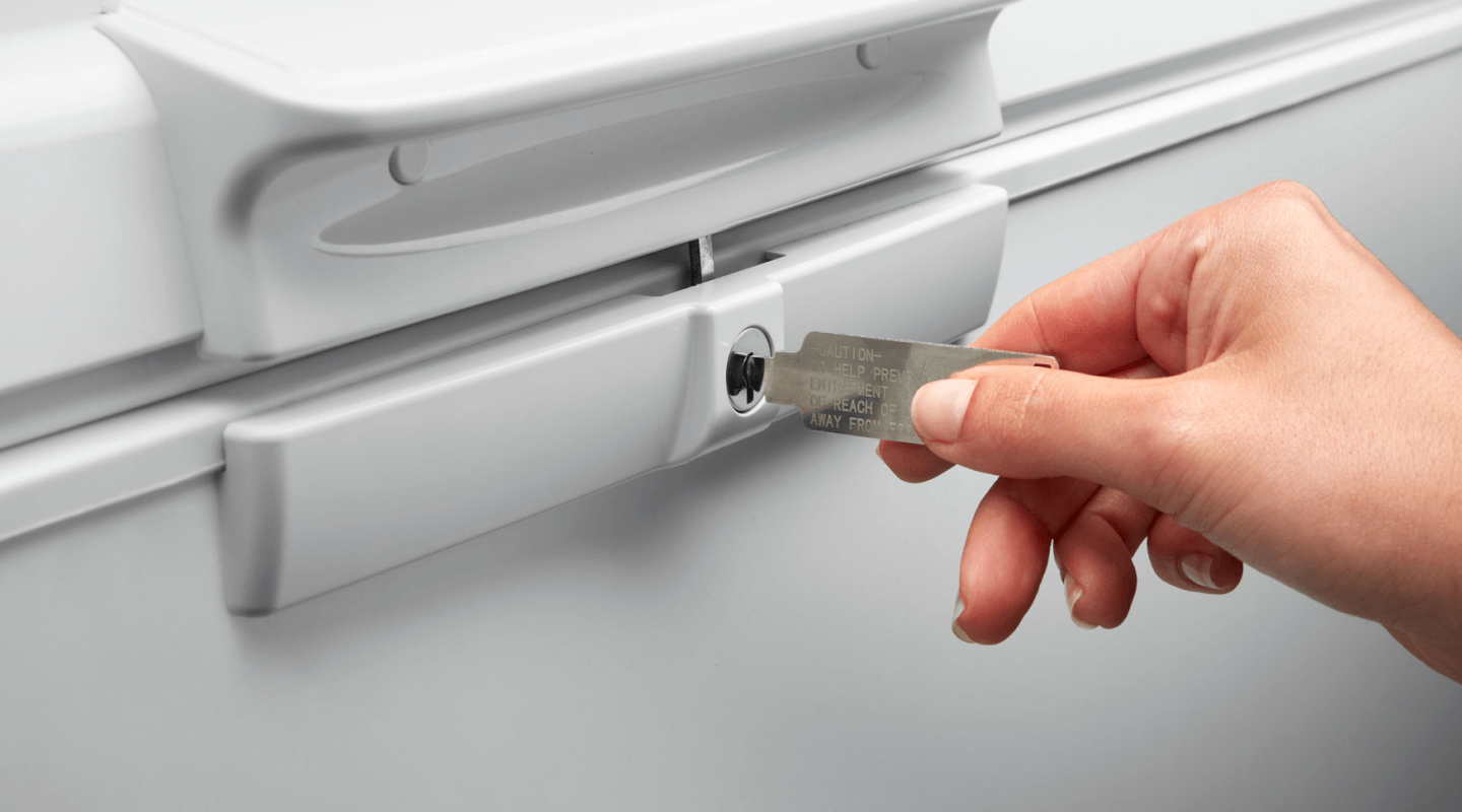 Key locking a chest freezer