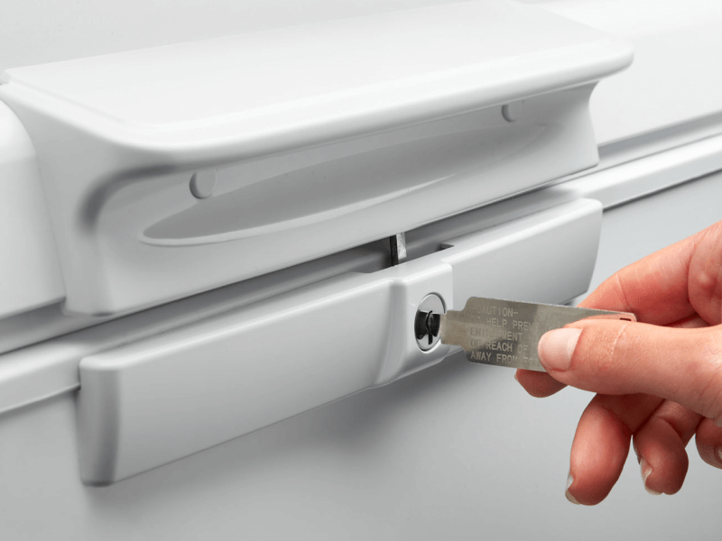 Key locking a chest freezer