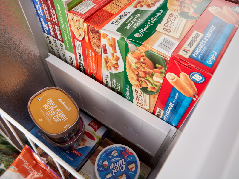 Close-up of frozen food in the freezer