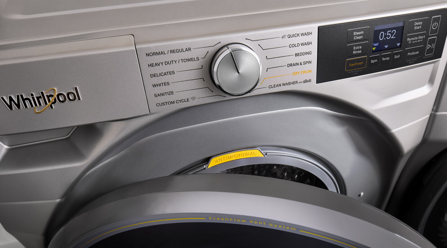 Close-up image of a Whirlpool® Front Load Washer