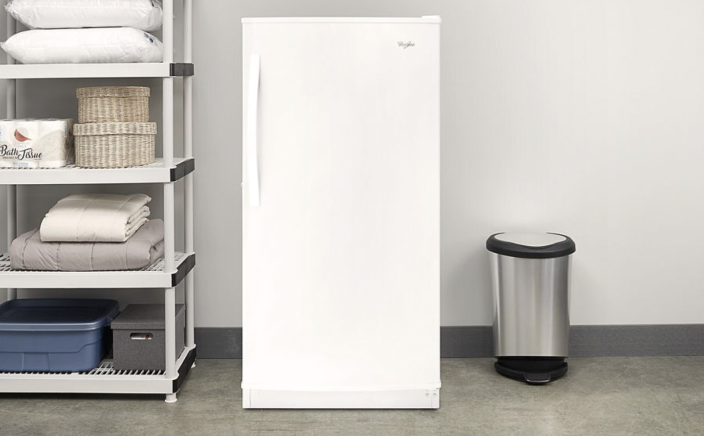 Whirlpool® freezer in a garage