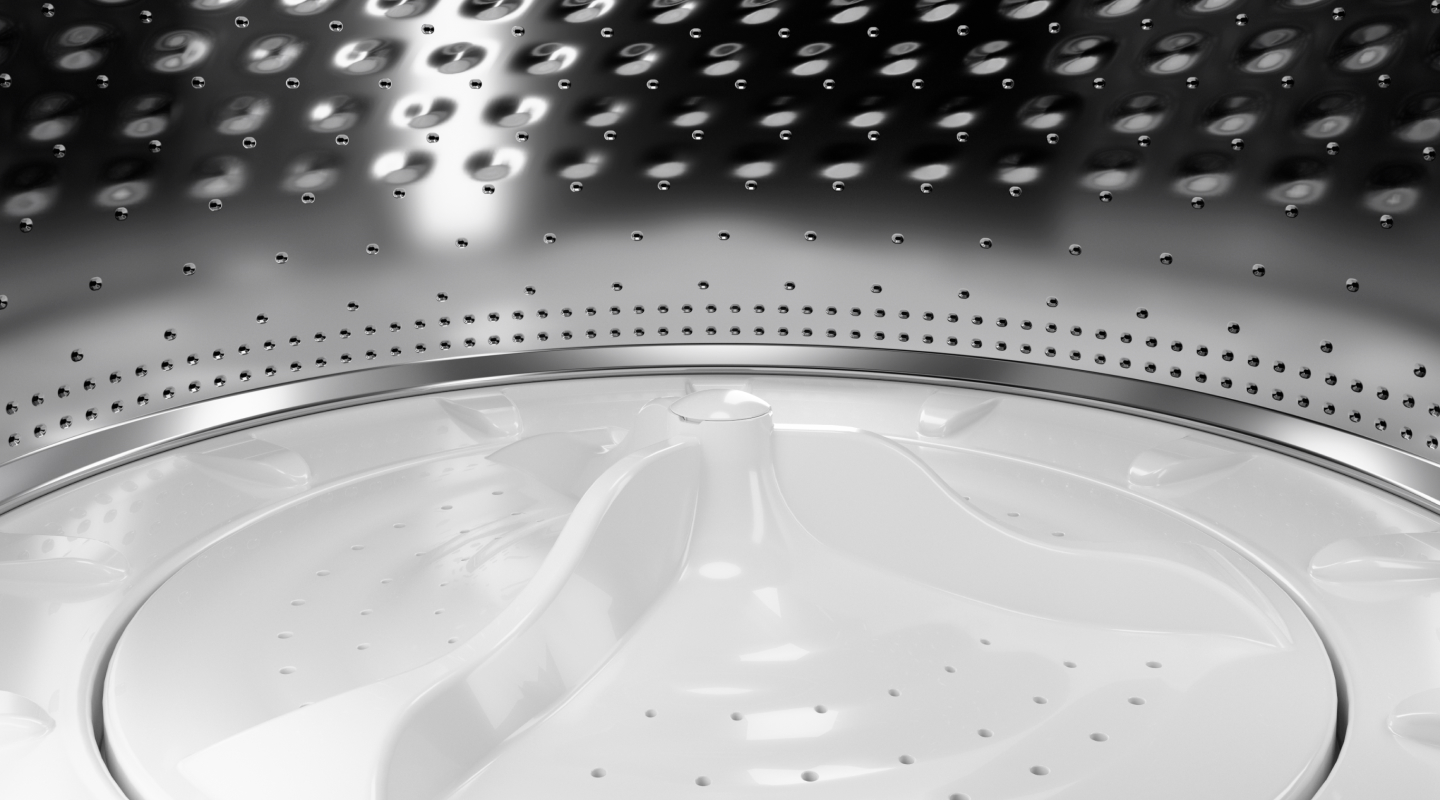 Impeller on the inside of a washer drum