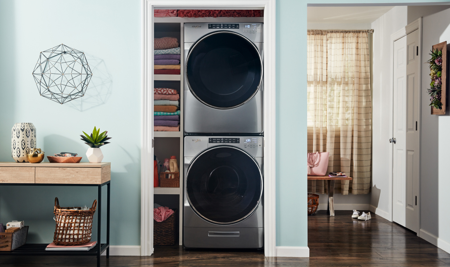 Stacked washer and dryer