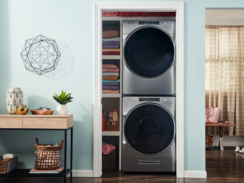 Stacked washer and dryer