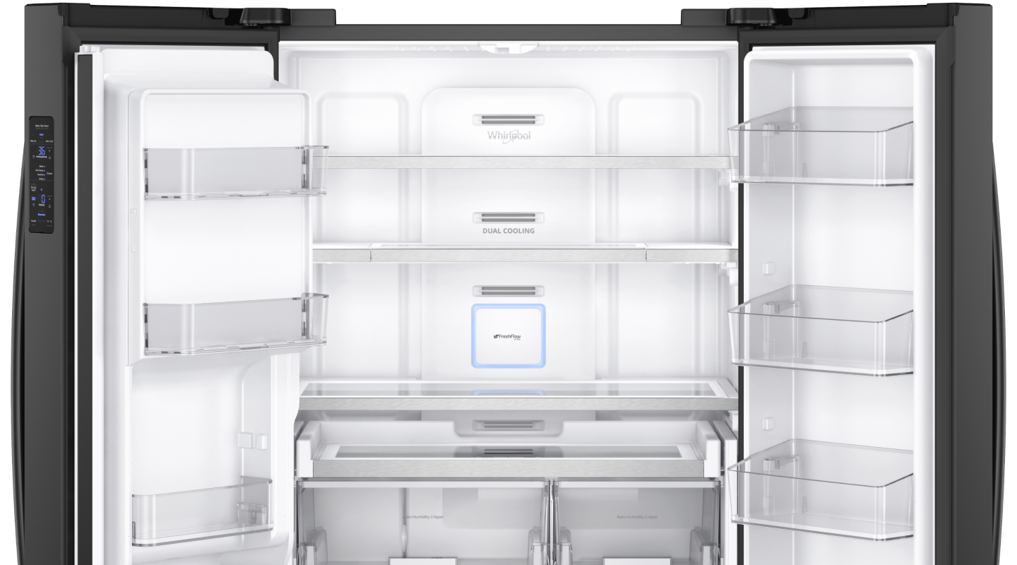 Open and empty refrigerator