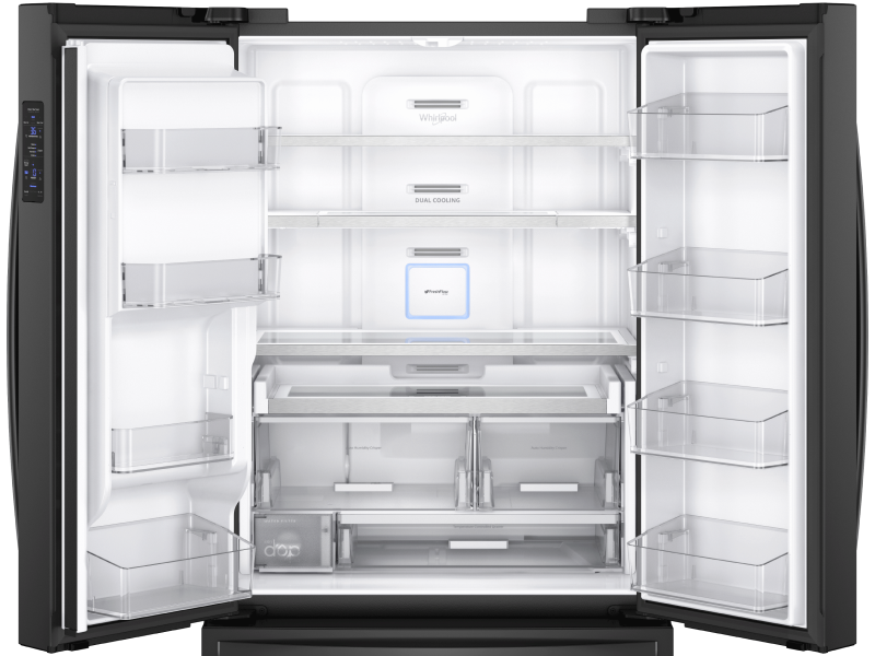 Open and empty refrigerator