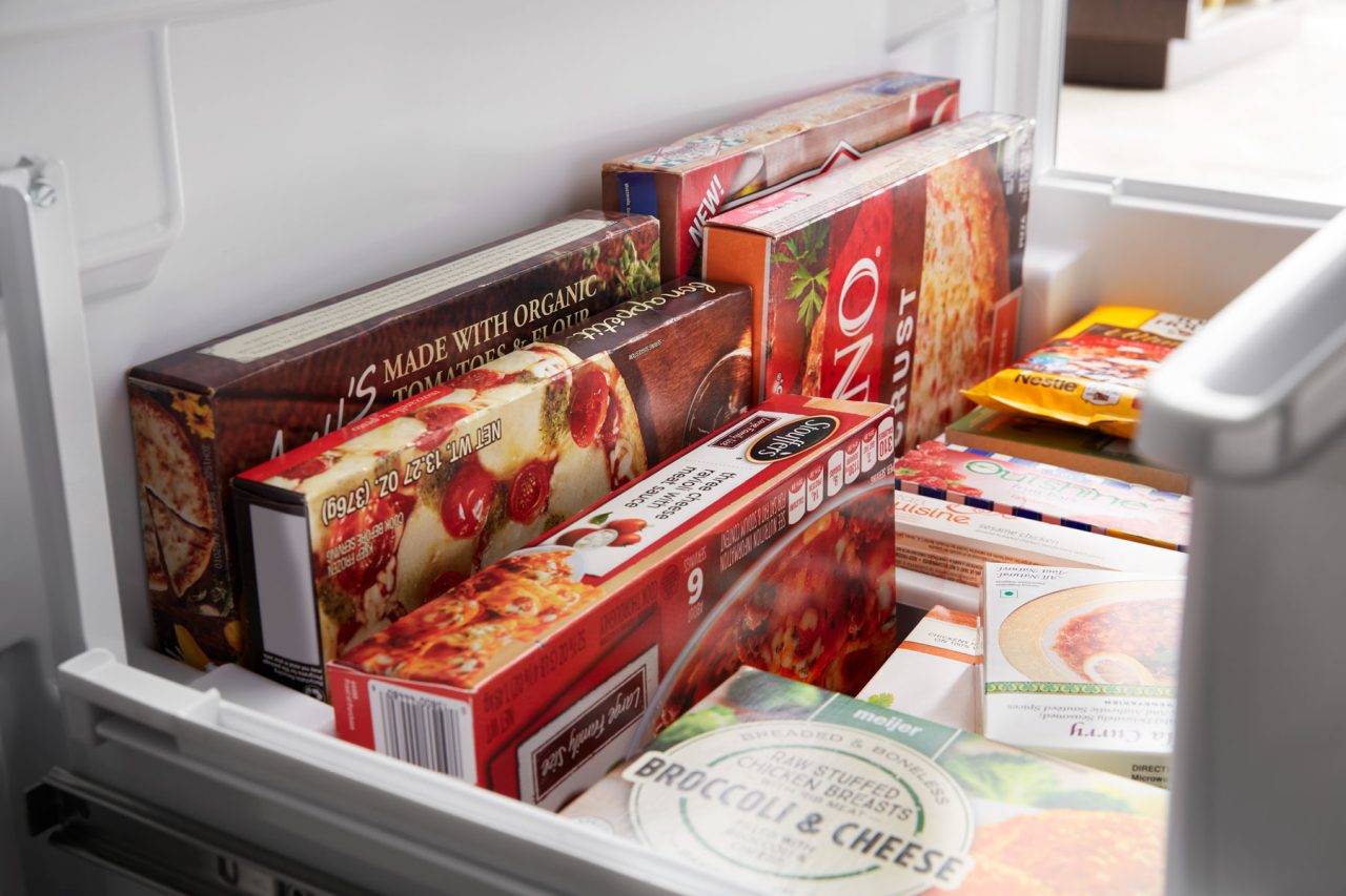 A container with food from a freezer