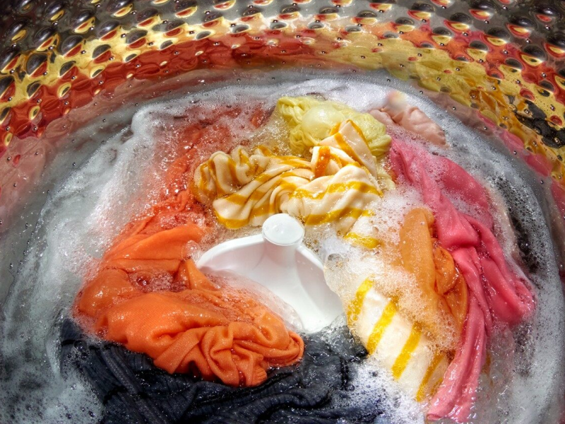 Wet clothes in washing machine
