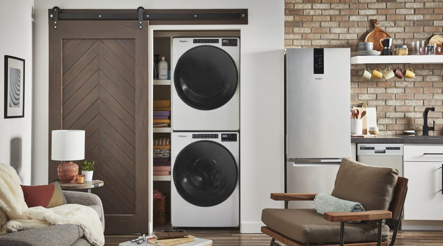 Washer and dryer in room