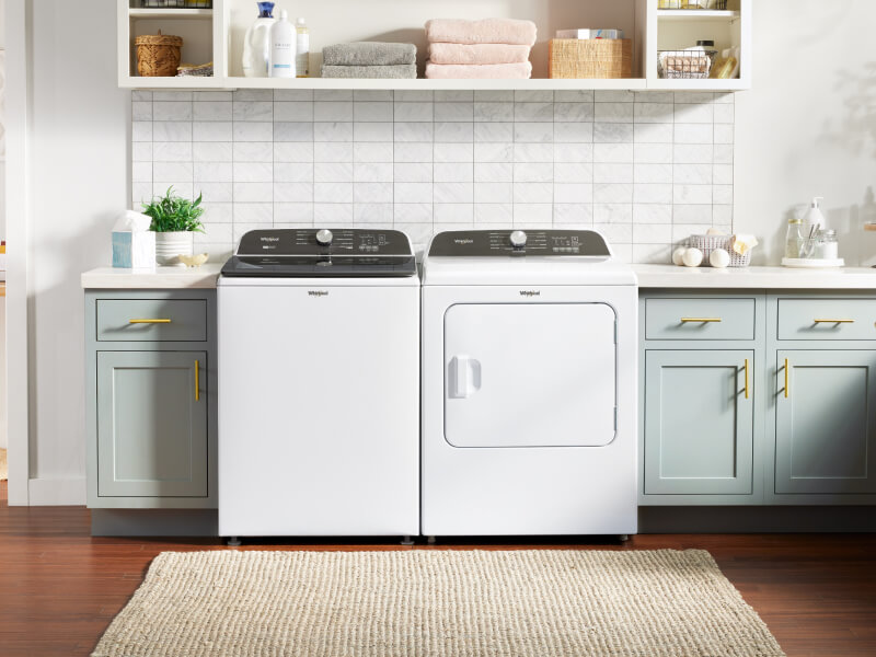  White top load washer and front load dryer set