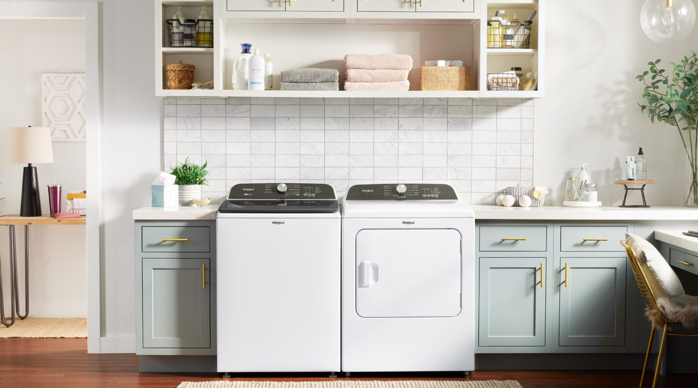  White top load washer and front load dryer set