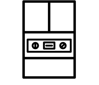 Icon of a level placed against the front of a fridge