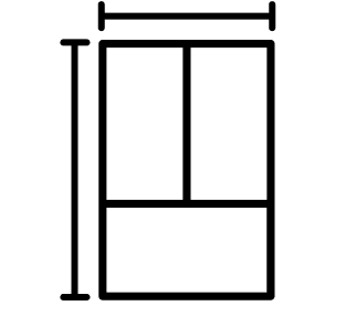 Icon of fridge with dimensions being measured
