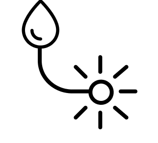 Icon of water droplet connected to valve