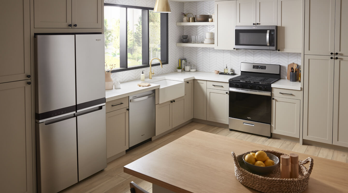 A bright kitchen with stainless steel appliances
