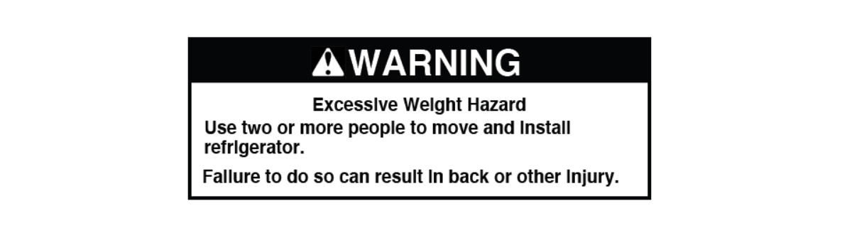 Weight panel warning that cautions against moving heavy objects without assistance