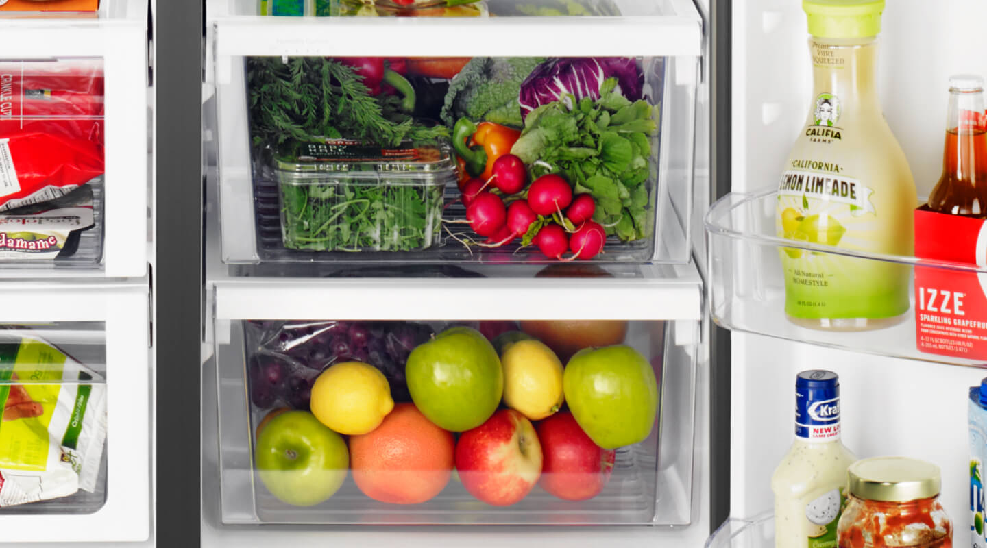 Produce inside crisper drawers