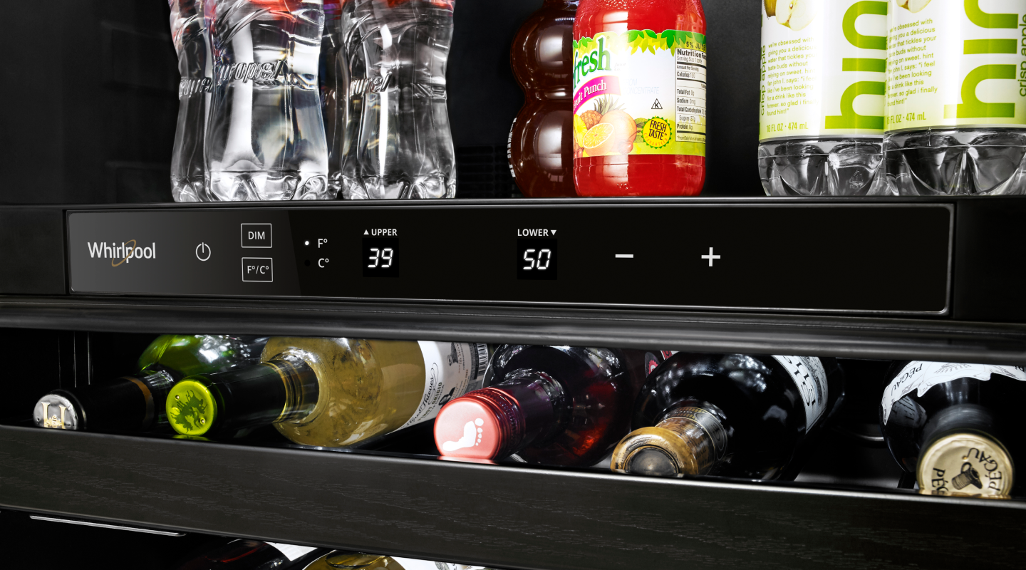 Drinks inside a Whirlpool® Beverage Center