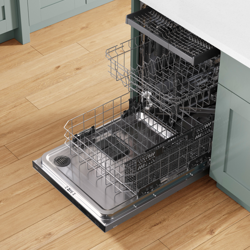 An empty Whirlpool® dishwasher.