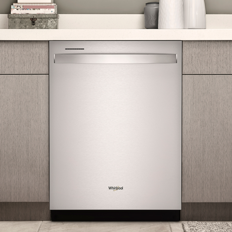 A Whirlpool® dishwasher in a kitchen.