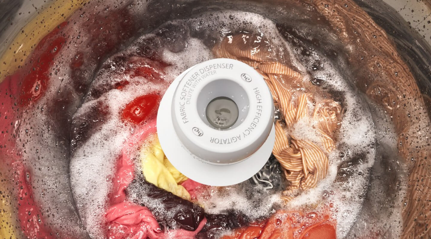A closeup of a Whirlpool® washer tub
