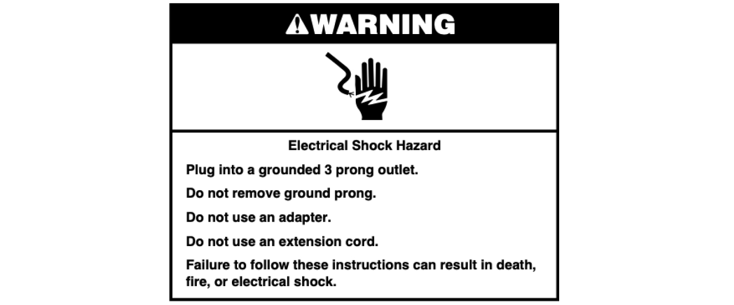 Warning label for electrical shock hazard