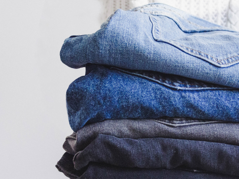 Stack of folded jeans