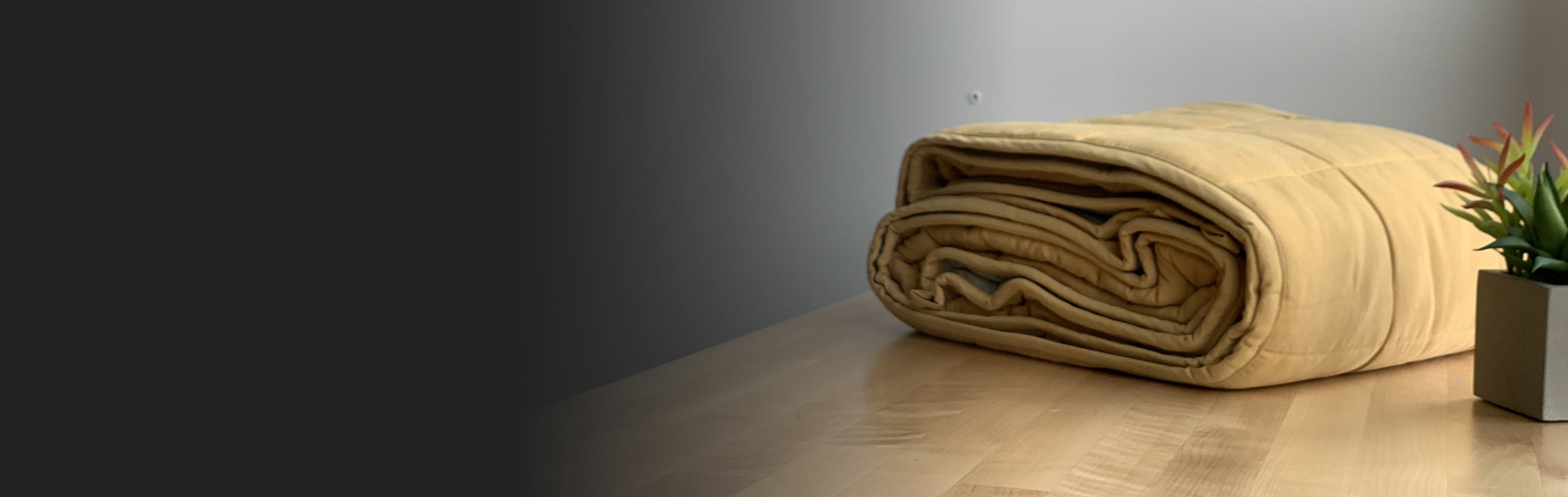 Yellow folded weighted blanket 