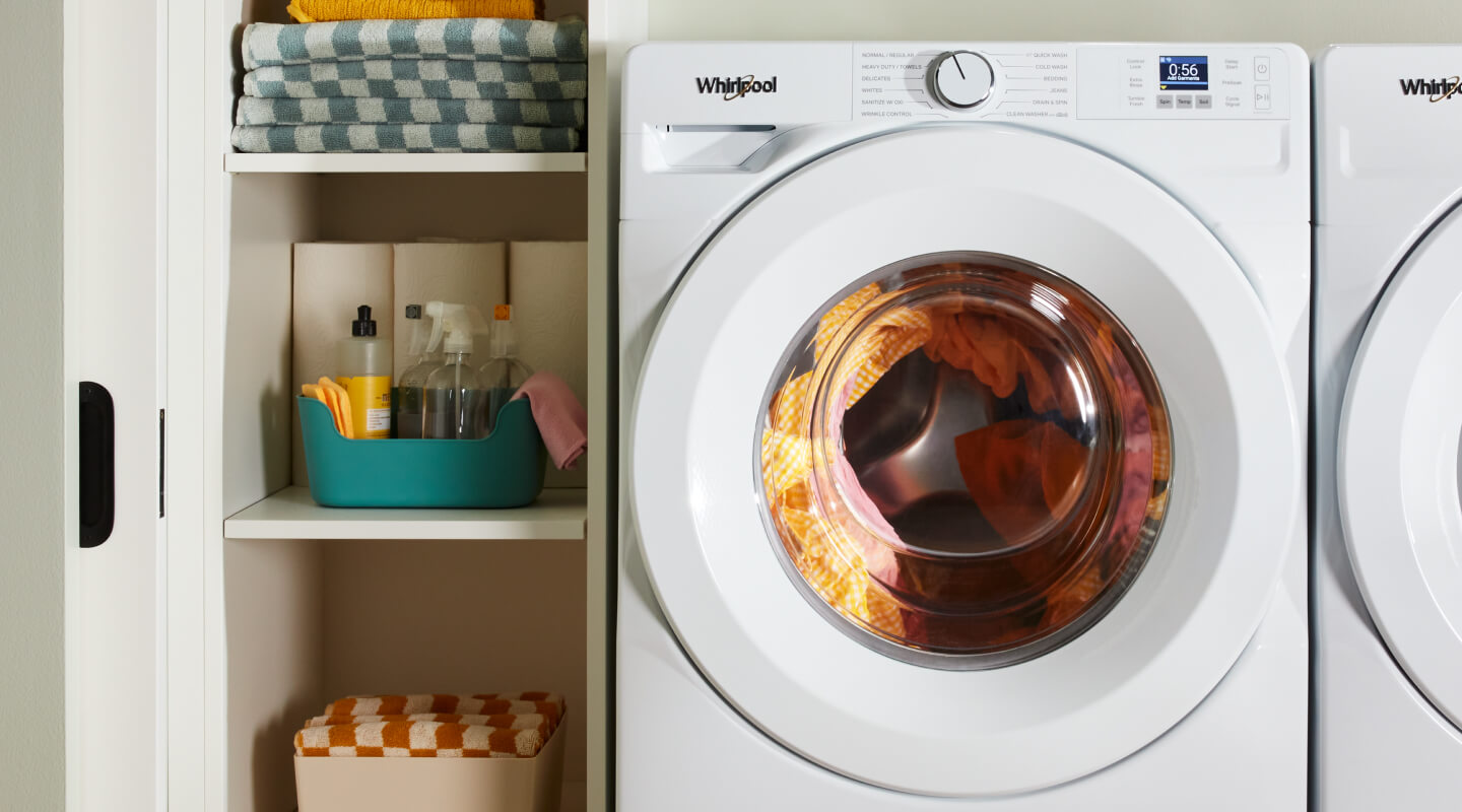 A white, Whirlpool® Front Load Washer