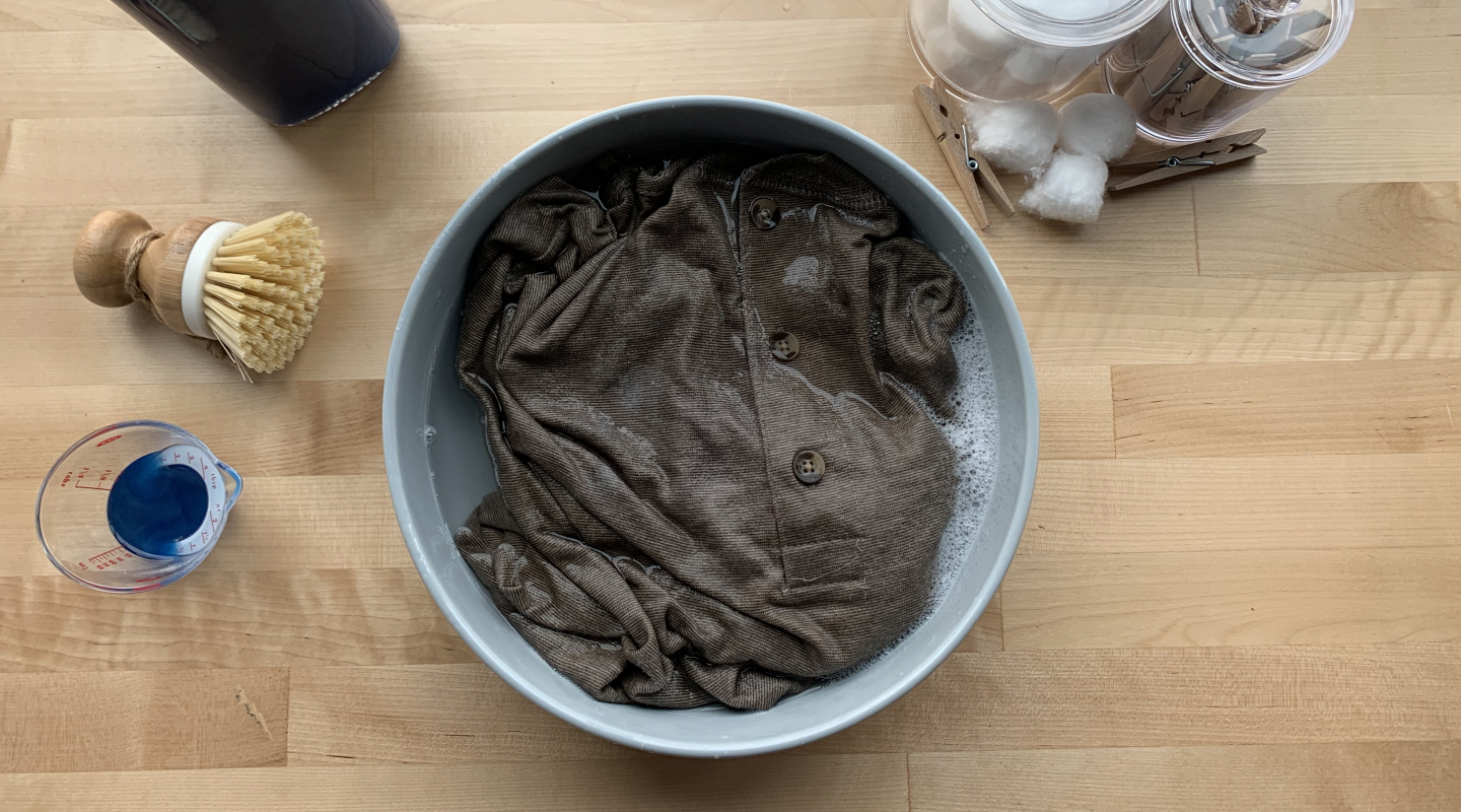 Shirt soaking in basin