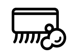 Cleaning brush with suds icon.