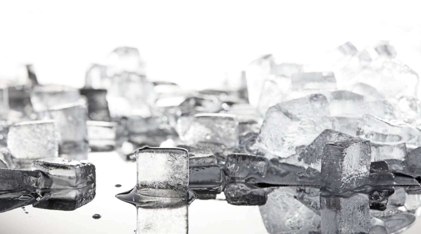 Ice cubes melting on a hard surface
