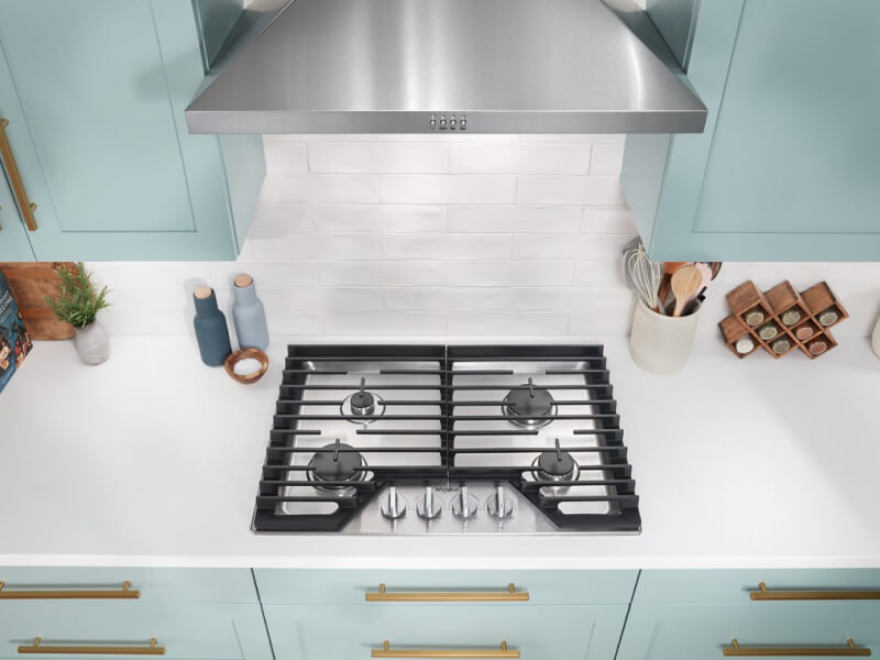 Whirlpool® Gas Cooktop in a modern kitchen