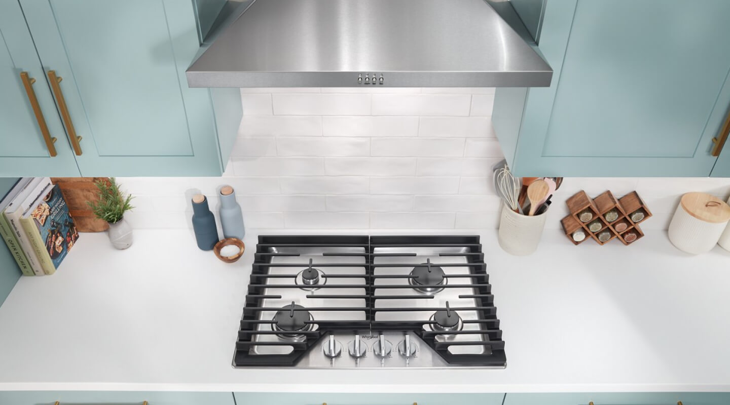 Whirlpool® Gas Cooktop in a modern kitchen