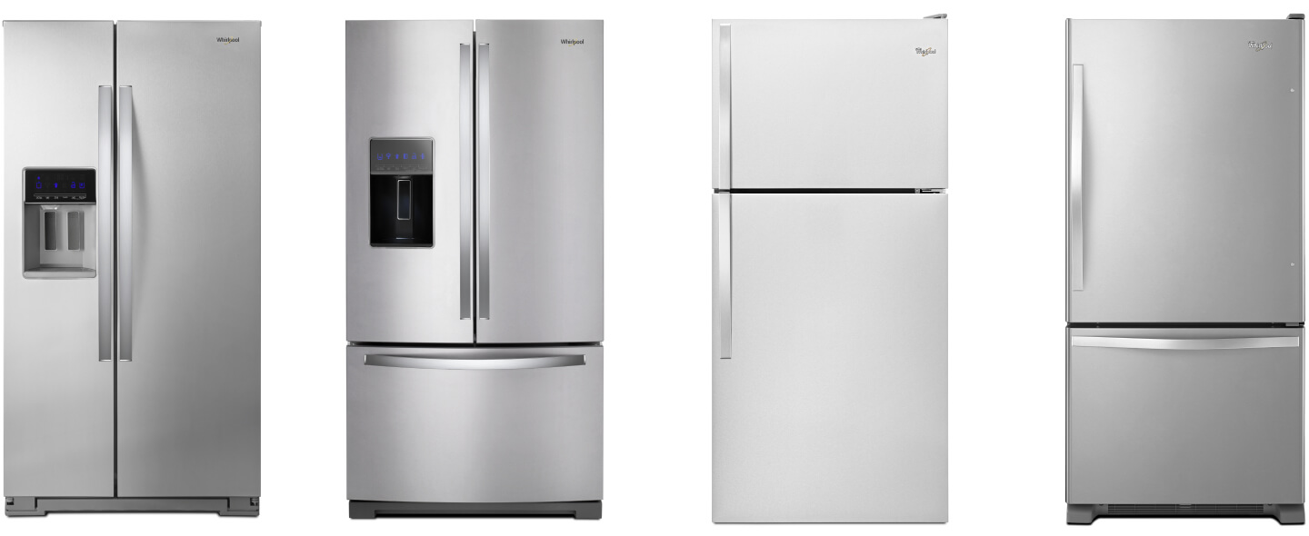 Side-by-side, French door, top freezer, and bottom freezer refrigerators